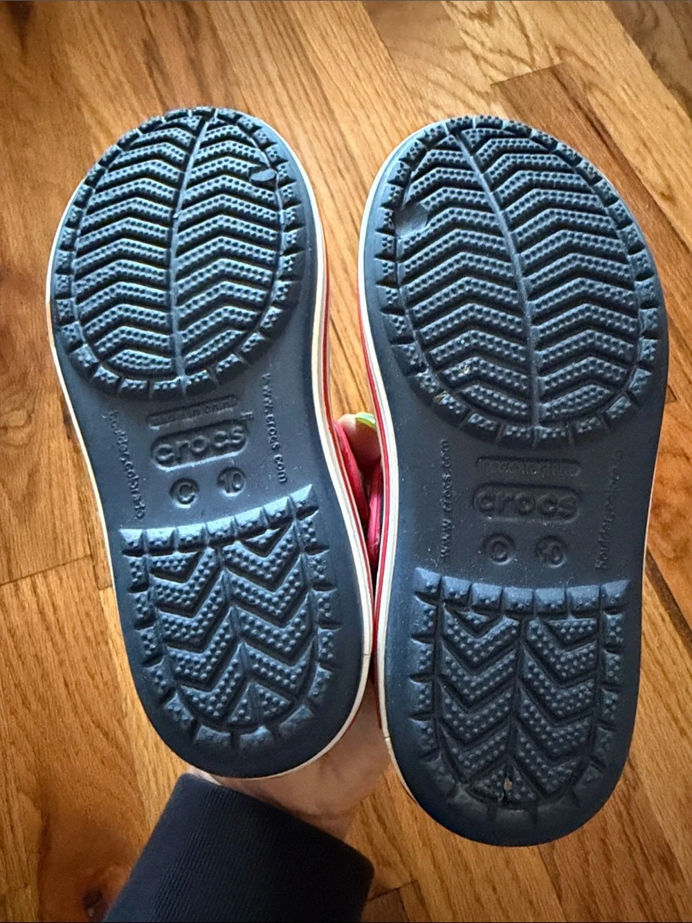 CROCS Kids Navy and Pink Hook-and-Loop Sandal - Picture 5 of 9